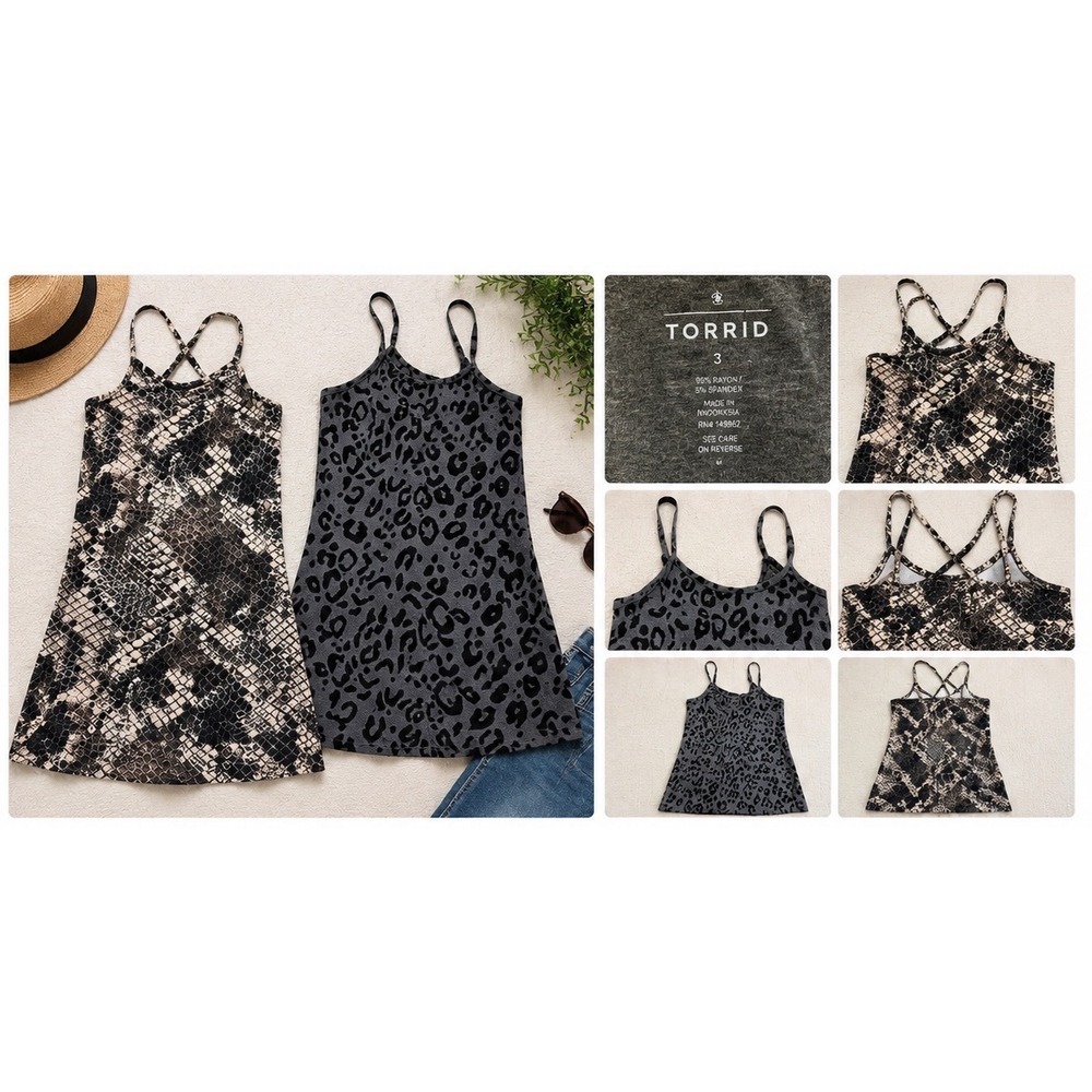 Torrid Cami Tank Tops Womens 3 Animal Print 2 Pack Bundle Plus Size